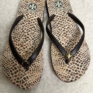 Tory Burch Animal Print Flip Flops